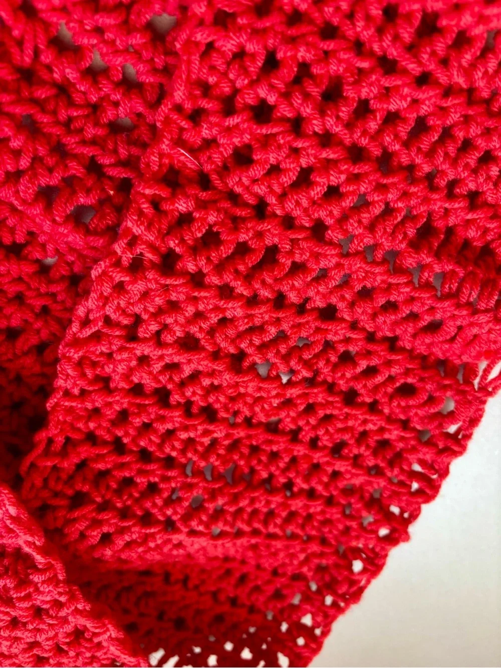 Men’s or Women’s Red Handmade Crochet Scarf - Picture 2 of 3